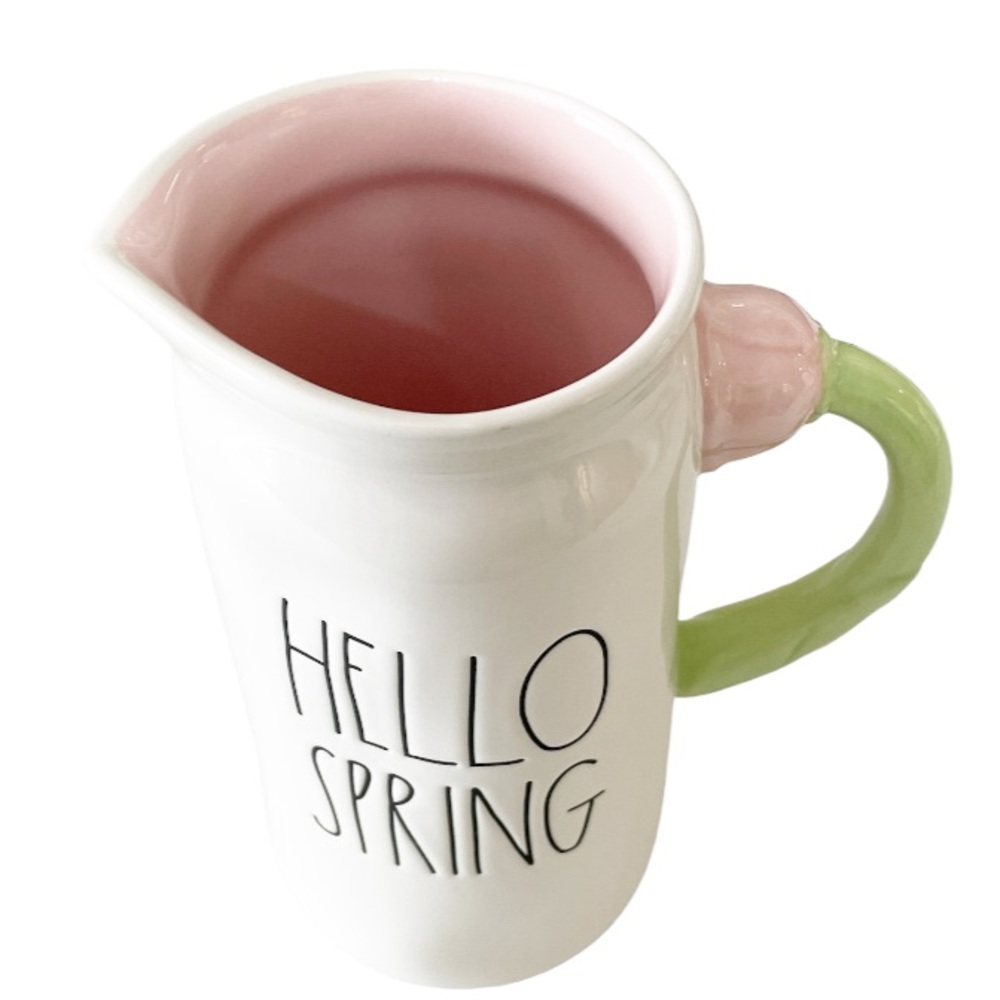 NEW HTF Rae Dunn HELLO SPRING Pitcher 🌸🌸🌸 - Picture 3 of 6